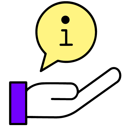 Logo, Hand with info speach bubble
